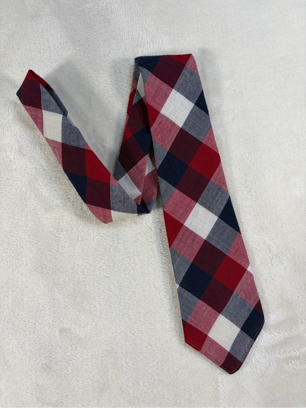 Vintage 1970s Red White Blue Plaid Tie - World Cup & 4th‎ of July Ready!